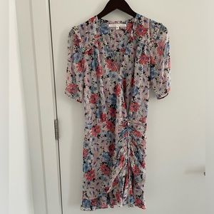 Veronica Beard Dakota Floral Print Ruched Silk Dress. Size 2